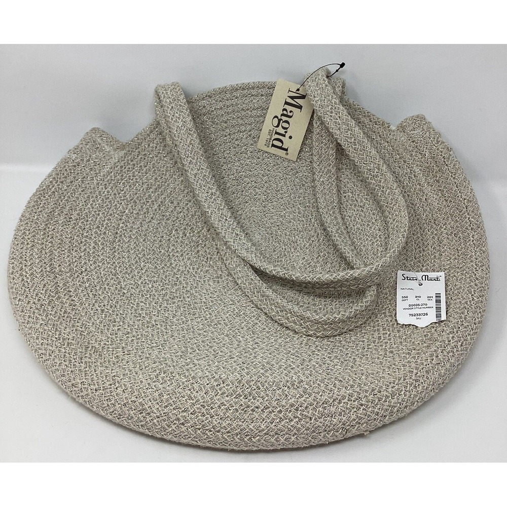 New With Tags Magid Straw Round Circle Tote Bag Boho Beach